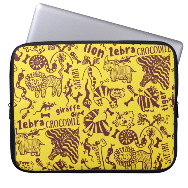 Cute African animals seamless mönster Laptop Fodral (Framsidan)