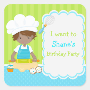 Cute African Boy Baking "Jag gick till" Fyrkantigt Klistermärke