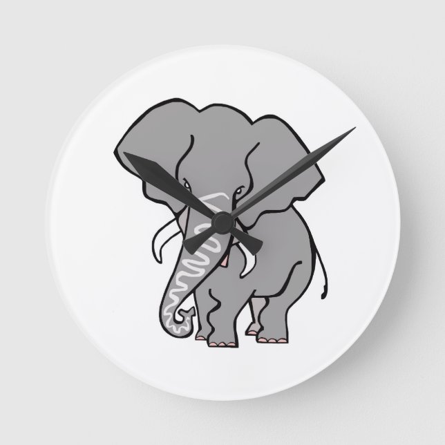 Cute African ELEPHANT - Endangred animal - Rund Klocka (Framsida)