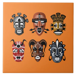 Cute African maskors decor Kakelplatta