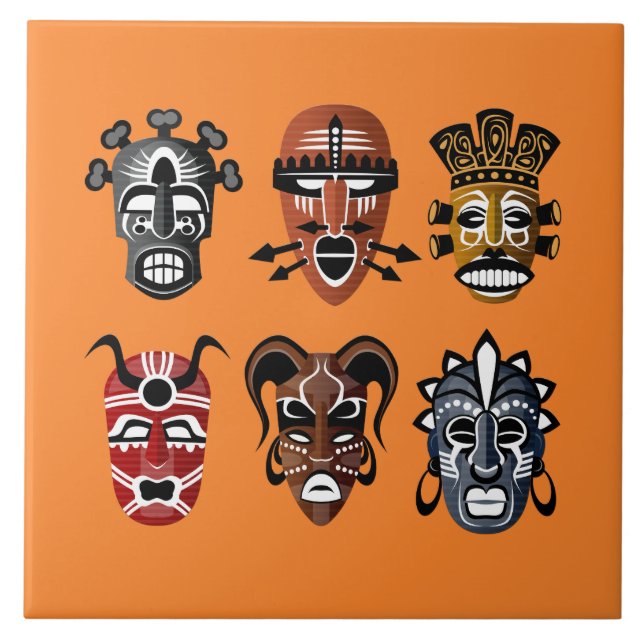 Cute African maskors decor Kakelplatta (Framsidan)
