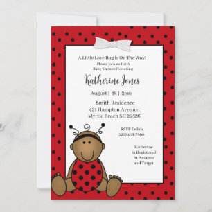 Cute African Red Ladybug Baby Shower Inbjudningar