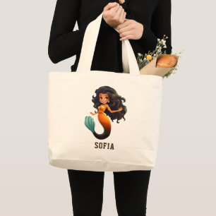 Cute African Sjöjungfru Girl - Custom Name Afro Ki Jumbo Tygkasse