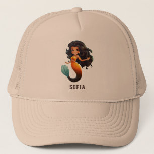 Cute African Sjöjungfru Girl - Custom Name Afro Ki Keps