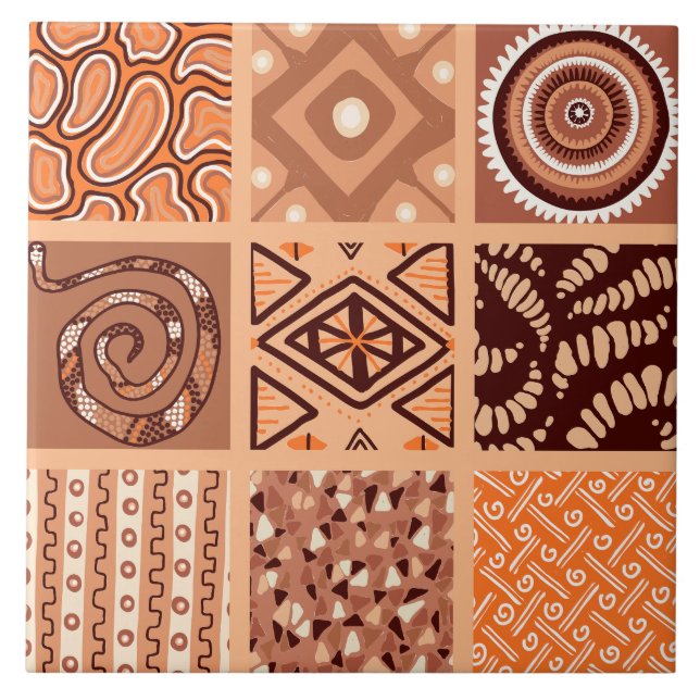 Cute African stil mönster Kakelplatta (Framsidan)