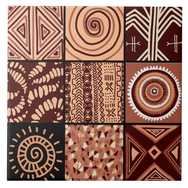 Cute African stil mönster Kakelplatta (Framsidan)