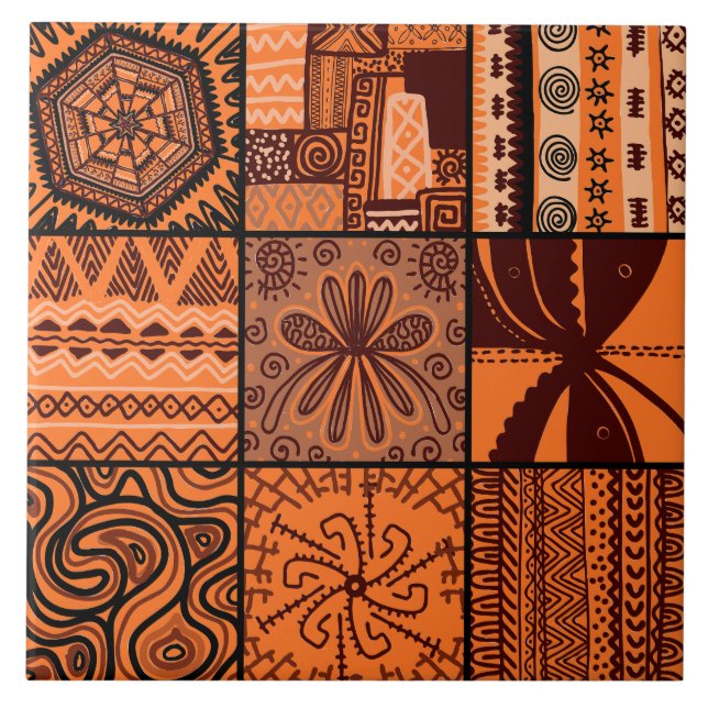 Cute African stil mönster Kakelplatta (Framsidan)