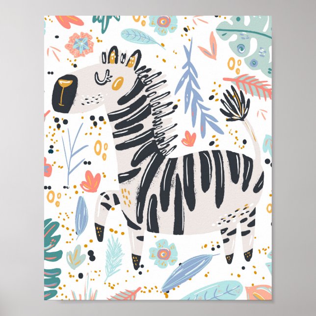 Cute African Zebra Nursery Poster (Framsidan)