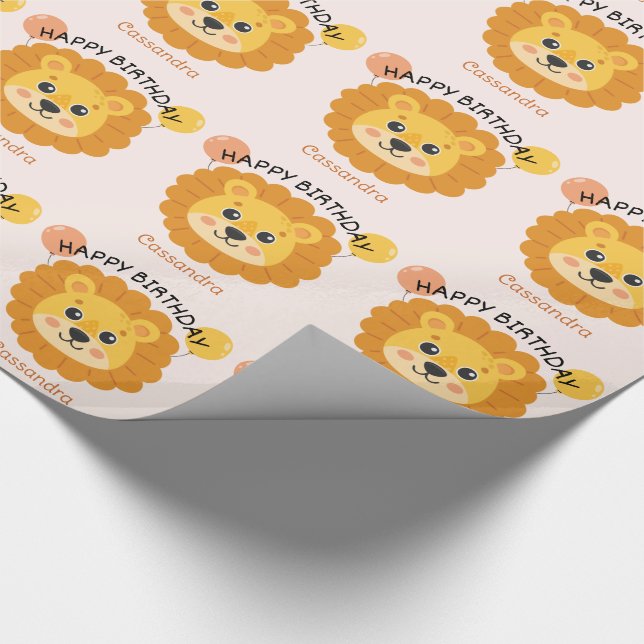 Cute Afrika Lejona Ansikte Namn Barns födelsedag Presentpapper (Hörn)