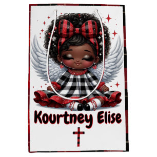 Cute Afro Angel Little Girl Red & Black God- Jul