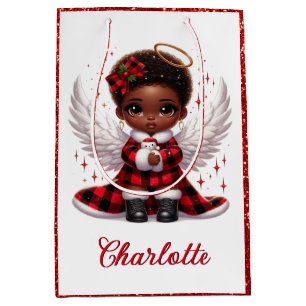 Cute Afro Angel Little Girl Red & Black God- Jul