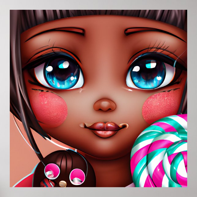 CUTE AFRO CANDY GIRL POSTER (Framsidan)