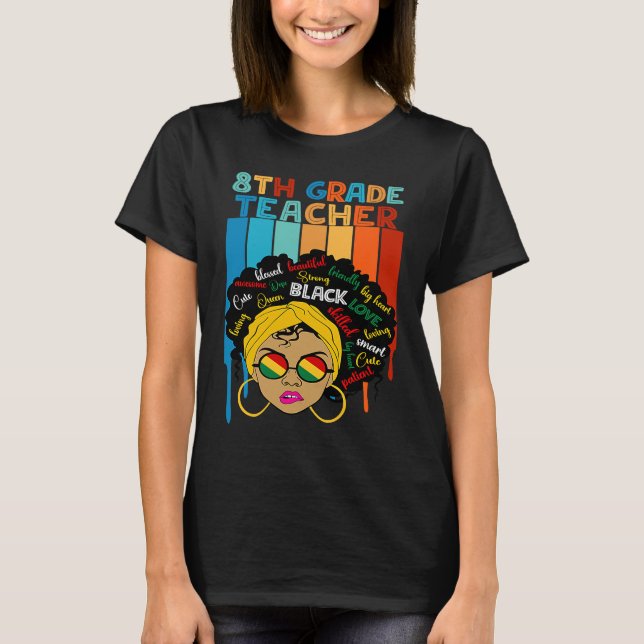 Cute Afro Smart women Black History Month 8th Grad T Shirt (Framsida)
