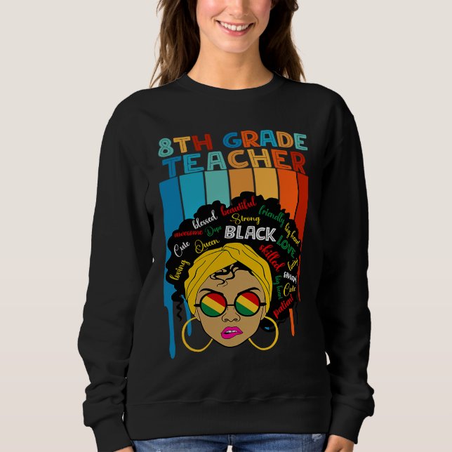 Cute Afro Smart women Black History Month 8th Grad T Shirt (Framsida)
