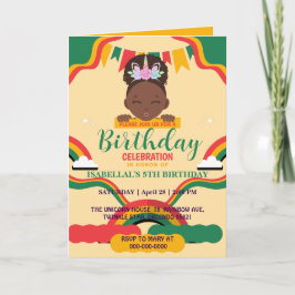 Cute afro Unicorn African American Flickor Inbjudan