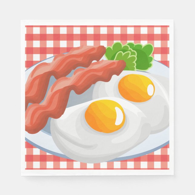 Cute äggbacon party Breakfast papper napkins Pappersservett (Framsidan)