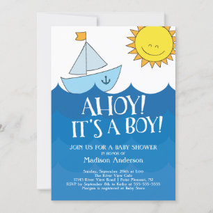 Cute Ahoy, det är en Boy Nautical Inbjudningar