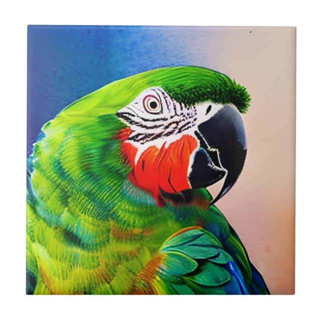 Cute AI Generated Amazon Parrot Kakelplatta (Framsidan)