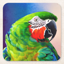 Cute AI Generated Amazon Parrot Underlägg Papper Kvadrat