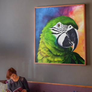 Cute AI-genererad Grönt Parrot Canvastryck