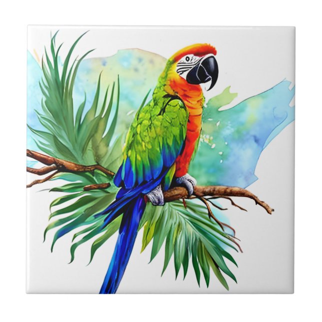 Cute AI-genererad Macaw Parrot Kakelplatta (Framsidan)