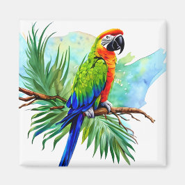 Cute AI-genererad Macaw Parrot Magnet