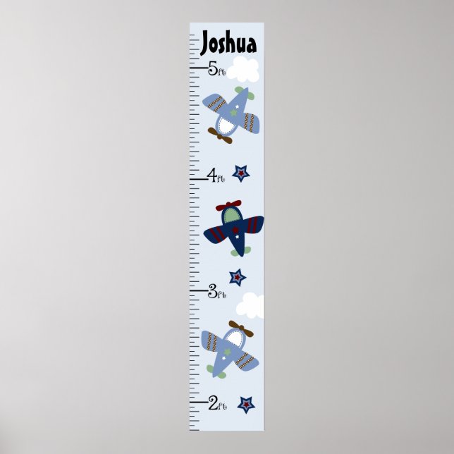 Cute Aircraft Growth Chart Behålla 8 x 44! Poster (Framsidan)