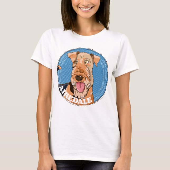 Cute Airedale hund T Shirt (Framsida)