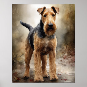 Cute Airedale Terrier Hund Art Print Poster