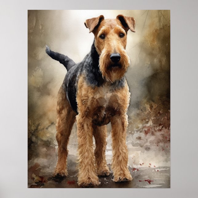 Cute Airedale Terrier Hund Art Print Poster (Framsidan)