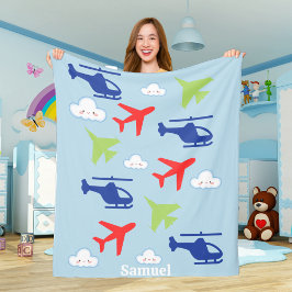 Cute Airplan Cloud, Travel, Baby Shower, Aviation Fleecefilt