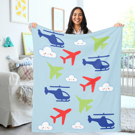 Cute Airplan Cloud, Travel, Baby Shower, Aviation Fleecefilt