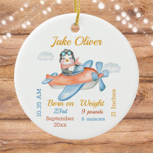 Cute Airplan Penguin Pojke Stats Ceramic Ornam