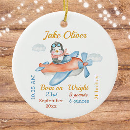 Cute Airplan Penguin Pojke Stats Ceramic Ornam Julgransprydnad Keramik