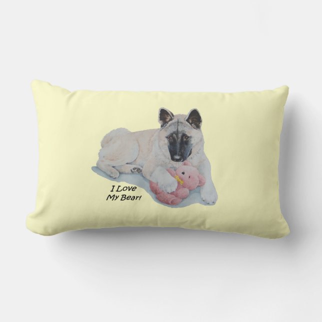 Cute akita med teddy hund konst, omkastbar kudde (Framsida)