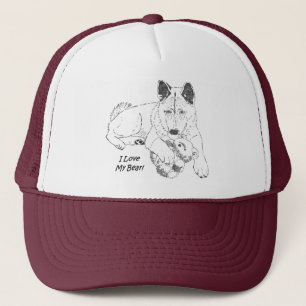 Cute akita och nalle hund art maroon truckerkeps