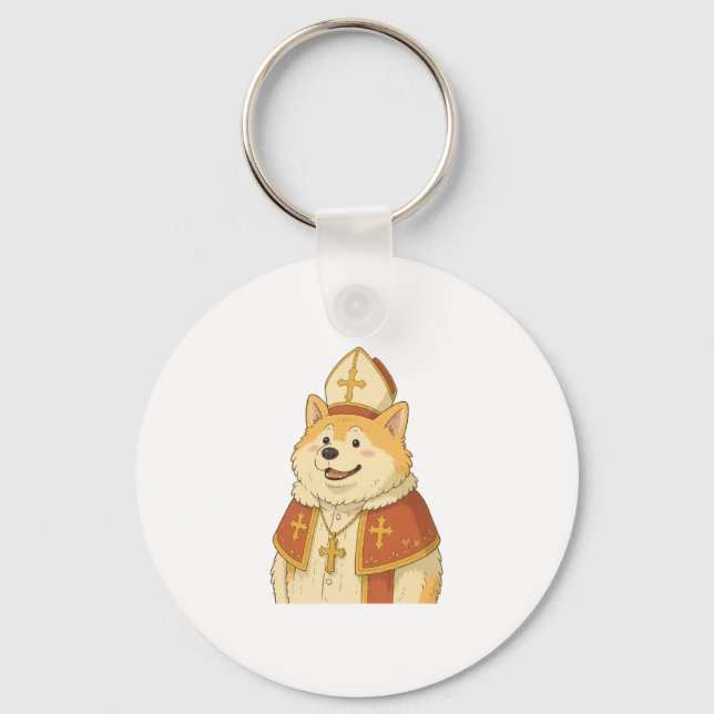 Cute Akita Pope - Rolig hund design Nyckelring (Framsida)