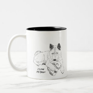 Cute akita teckning med nalle hund Två-Tonad mugg