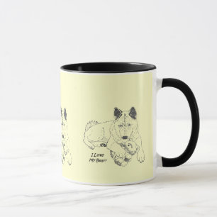 Cute akita teckning och nalle hund porträtt art mugg