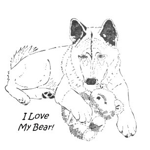 Cute akita teckning och nalle hund porträtt art resemugg