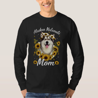 Cute Alaska Malamute Mamma Solrosblomman Hund Mor T Shirt