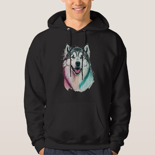 Cute Alaskan Malamute Dog on Alaskan Malamute   1 Hoodie (Framsida)