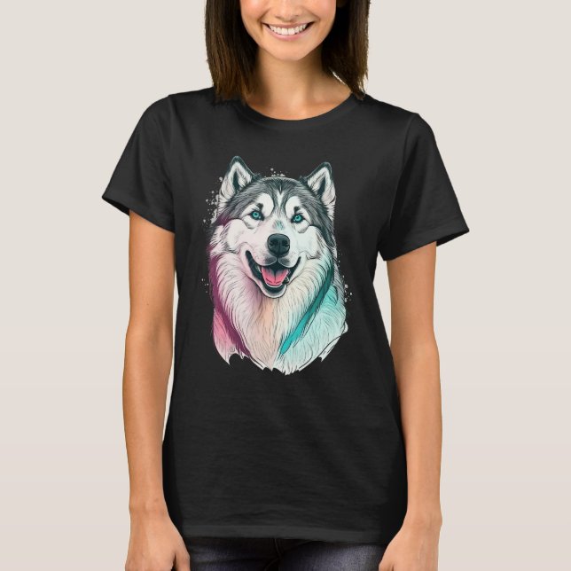 Cute Alaskan Malamute Dog on Alaskan Malamute   1 T Shirt (Framsida)