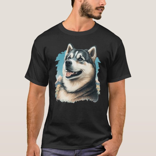 Cute Alaskan Malamute Dog on Alaskan Malamute  2 T Shirt (Framsida)