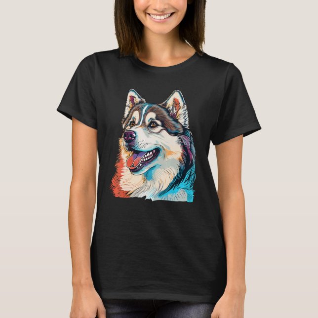 Cute Alaskan Malamute Dog on Alaskan Malamute  3 T Shirt (Framsida)