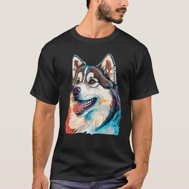 Cute Alaskan Malamute Dog on Alaskan Malamute  3 T Shirt (Framsida)