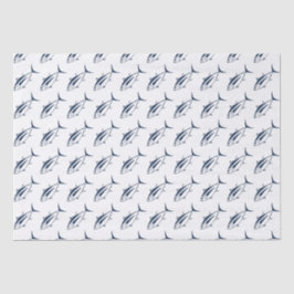 Cute Albacore Tuna Fish in Marine Blue and White