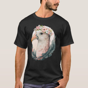 Cute Albatross Bird Flower Krona Blommigt Tropical T Shirt