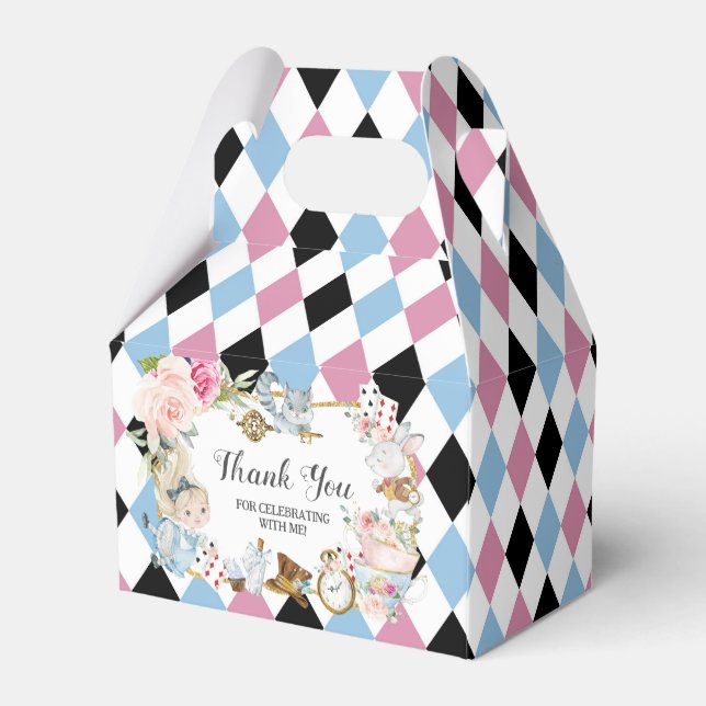 Cute Alice i Wonderland Birthday Tea Party Presentaskar (Baksidan Sidan)