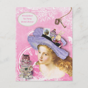 Cute Alice i Wonderland Collage Möhippa Inbjudningar